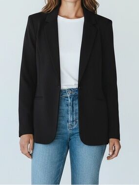 Susan Graver Black Single-Button Blazer
